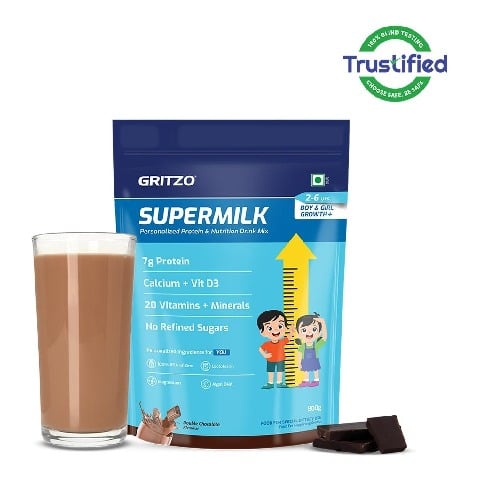 Supermilk Gritzo Growth+ for Boy/Girl 2 to 6 years,  800 g  Double Chocolate 