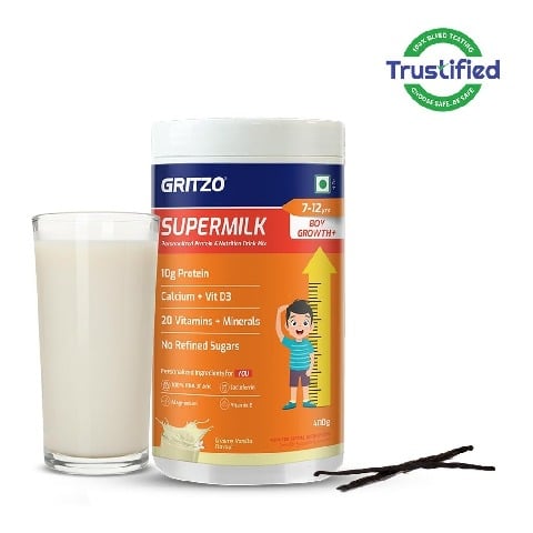 Supermilk Gritzo Growth+ for Boy 7 to 12 years,  400 g  Creamy Vanilla 