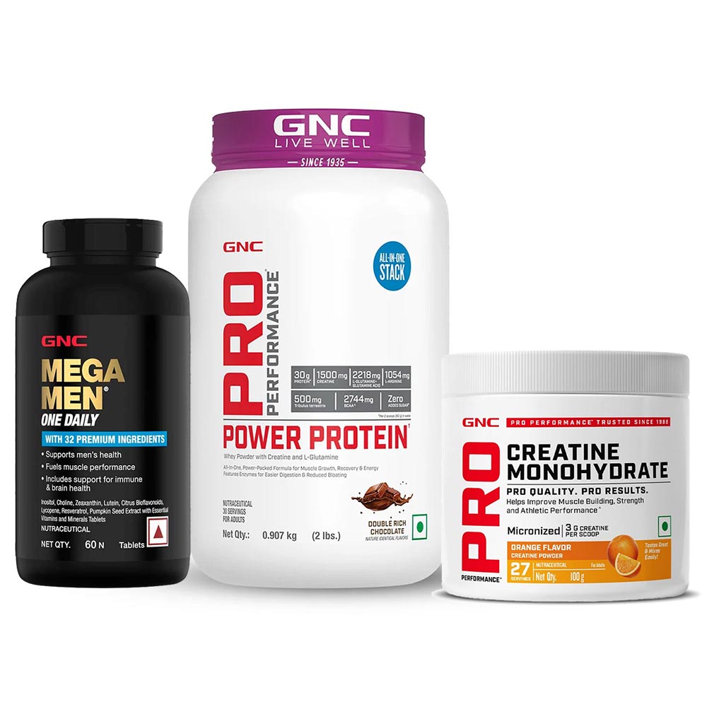 gnc Pro Performance Power Protein 2 lb Double Rich Chocolate & Creatine Monohydrate Orange 0.22 lb with Mega Men One Daily Multivitamin 60 Tabs-picture-28