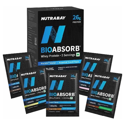 1 - Nutrabay BioAbsorb Whey Protein,  5 sachets/pack  Assorted 