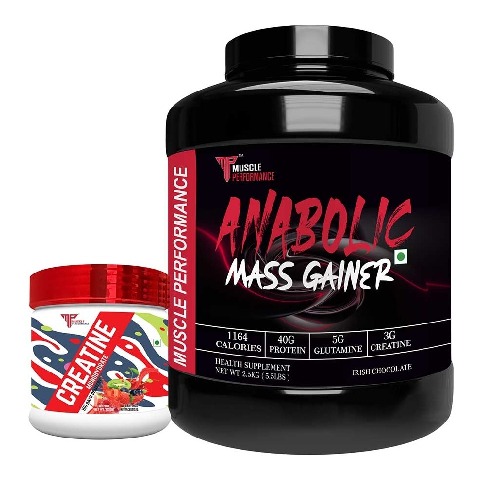 1 - Muscle Performance Anabolic Mass Gainer with Creatine Monohydrate 0.66 lbs Combo, 5.5 lb Irish Chocolate