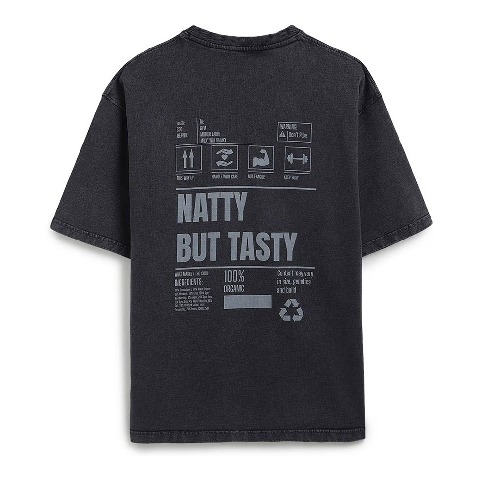 3 - MuscleBlaze Natty But Tasty Oversized Washed T-Shirt,  Small  Light Grey 