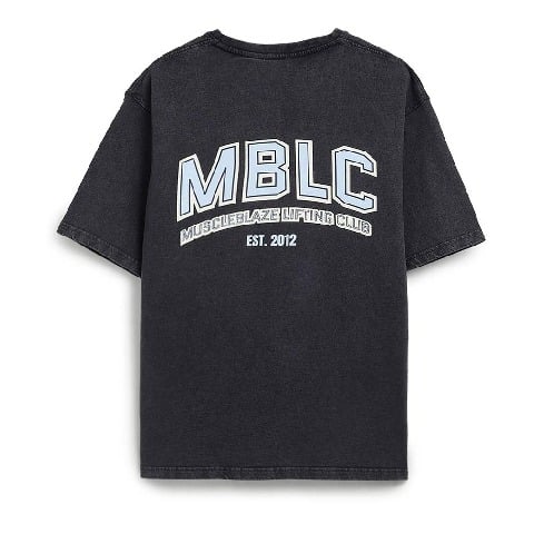 2 - MuscleBlaze Lifting Club Oversized Washed T-Shirt,  X-Small  Light Grey 