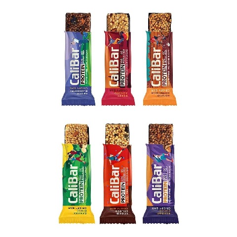 1 - Calibar All in 1 Variety Pack (Protein Bar), 6 bar(s) Almond Choco Cookie Crunch Banana Binge Roasted Coffee Bean Berry Almond & Choco Blueberry