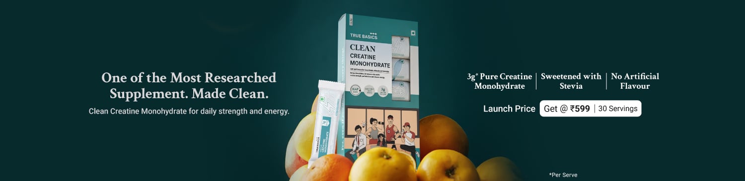 TrueBasics Clean Creatine Monohydrate, 30 sachets/pack, Citrus | Launch - 599