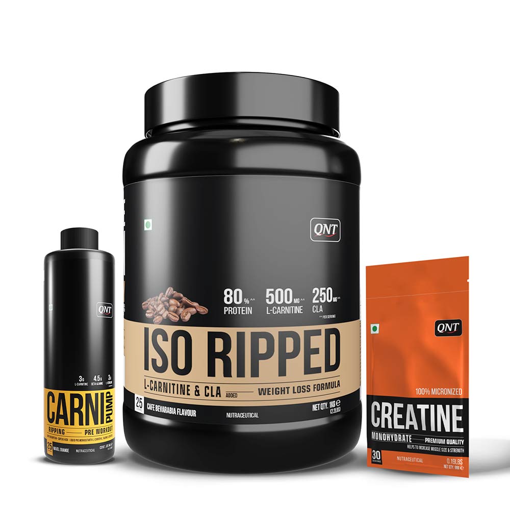 QNT ISO Ripped, Carnipump Ripping Pre-workout 500ml Navel Orange & Creatine Monohydrate Unflavoured 0.198 lb Combo, 2.2 lb Cafe Bevarabia-image-10