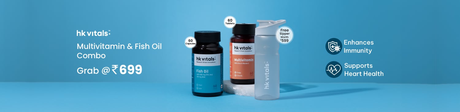 HealthKart HK Vitals Multivitamin & Fish Oil 60 caps Combo | Offer Price - 699 + Free Sipper