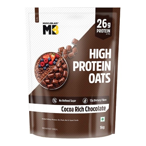 2 - MuscleBlaze High Protein Oats, 1 kg Cocoa Rich Chocolate