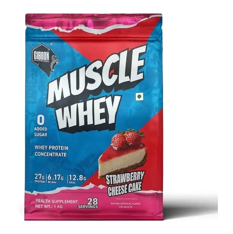 1 - Gibbon Nutrition Muscle Whey, 2.2 lb Strawberry Cheese Cake
