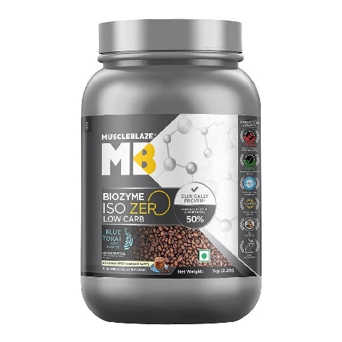 1 - MuscleBlaze Biozyme Iso-Zero Powder, 2.2 g Low Carb Blue Tokai Cafe Latte