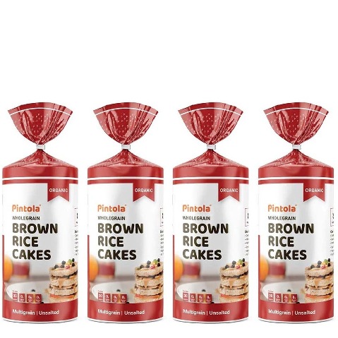 Pintola Wholegrain Brown Rice Cakes, Unsalted (Pack of 4) 130 g