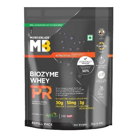 1 - MuscleBlaze Biozyme Performance Whey PR OP, 4.4 lb Refill Pouch Molten Chocolate Cake