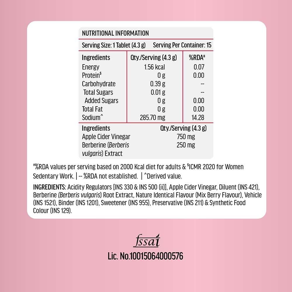 12 - HK Vitals 3x Metabolic  ACV + Berberine Effervescent,  30 tablet(s)  Mixed Berry (Pack of 2)