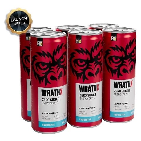 MuscleBlaze WrathX Energy Drink, 335 ml Frostbyte (Pack of 6)