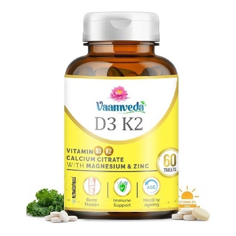 Vaamveda Vitamin D3 K2 Calcium Joint Support Supplements with Zinc Magnesium,  60 tablet(s)  Unflavoured 