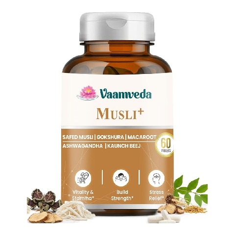 Vaamveda Musli with Gokshura Macaroot Ashwagandha & Kaunchbeej,  60 tablets 