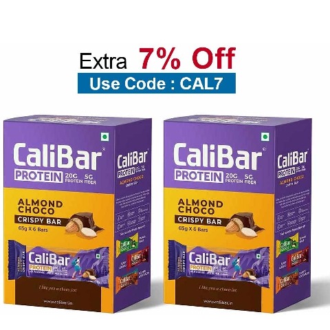 Calibar Protein Bar 20g Protein,  6 bar(s)  Almond Choco (Pack of 2) 