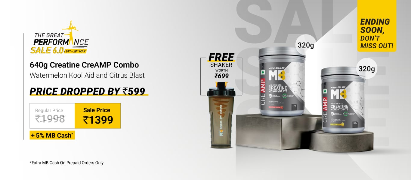 Ending Soon: Creatine CreAMP 640g Pack - Watermelon Kool Aid and Citrus Blast @ 1399 + Free Shaker