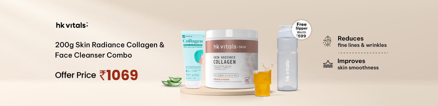 HealthKart HK Vitals Skin Radiance Collagen 200 g Orange & Face Cleanser Combo | Offer Price - 1069 + Free sipper