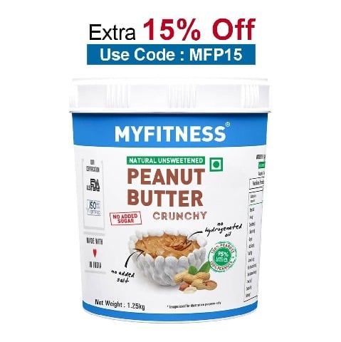 Myfitness by brnd.me Natural Peanut Butter,  1.25 kg  Crunchy 