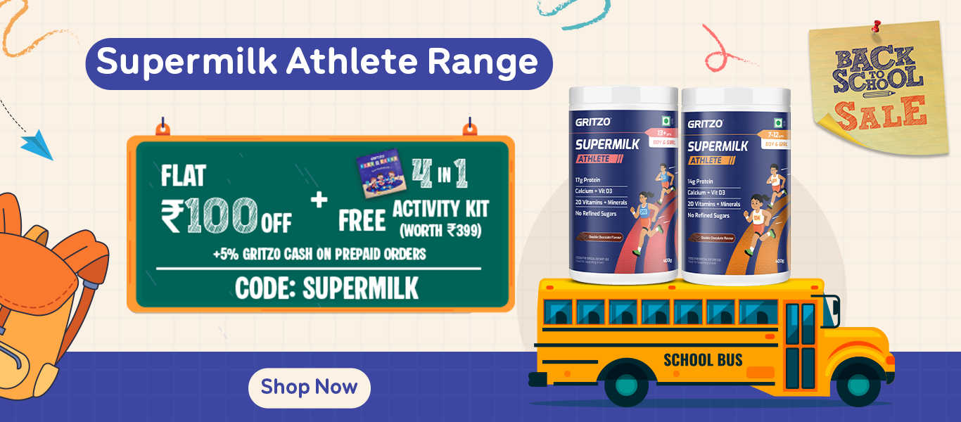 Supermilk Athlete Range - Flat Rs. 100 Off + Free 4 in 1 Activity Kit worth Rs. 399