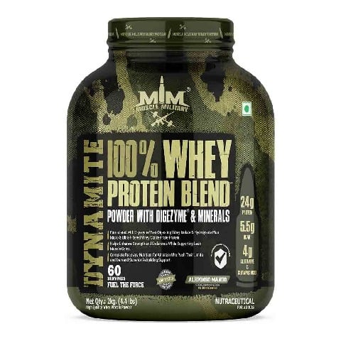 1 - Muscle Military Dynamite 100% Whey Protein Blend,  4.4 lb  Alphonso Mango 