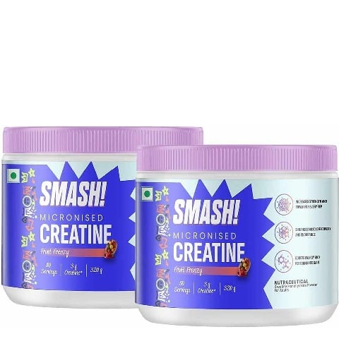 Smash Micronised Creatine Monohydrate Fruit Frenzy 320g Pack of 2