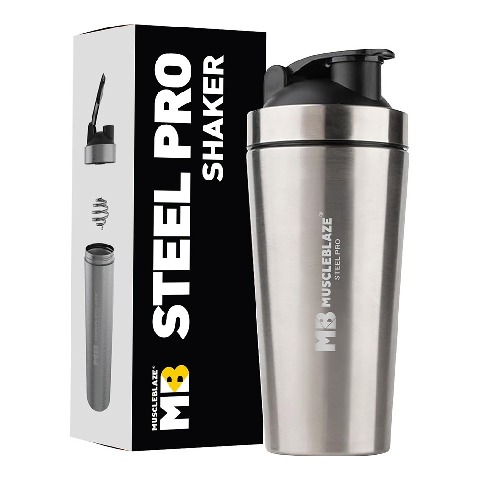 8 - MuscleBlaze Stainless Steel Shaker, Silver 700 ml