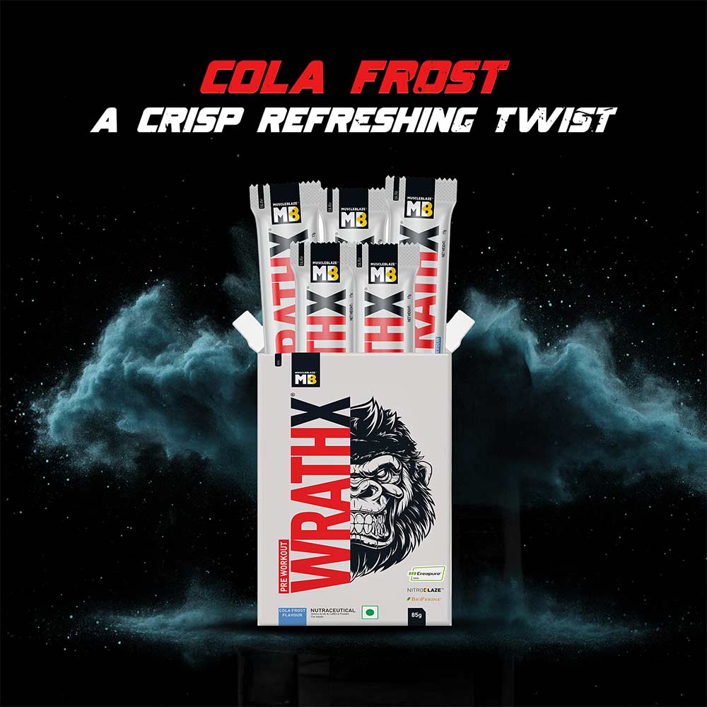 8 - MuscleBlaze Pre Workout WrathX,  0.19 lb  Cola Frost (Mono Carton Pack of 5)
