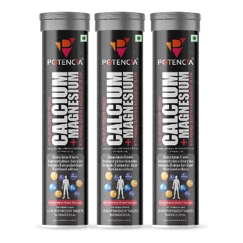 1 - Potencia Calcium + Magnesium Effervescent, 15 tablet(s) Strawberry Rose (Pack of 3)