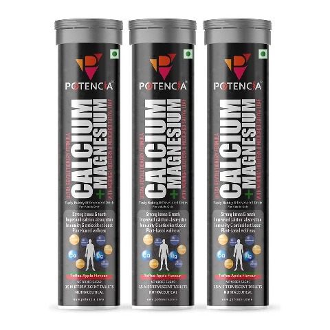 1 - Potencia Calcium + Magnesium Effervescent, 15 tablet(s) Toffee Apple (Pack of 3)