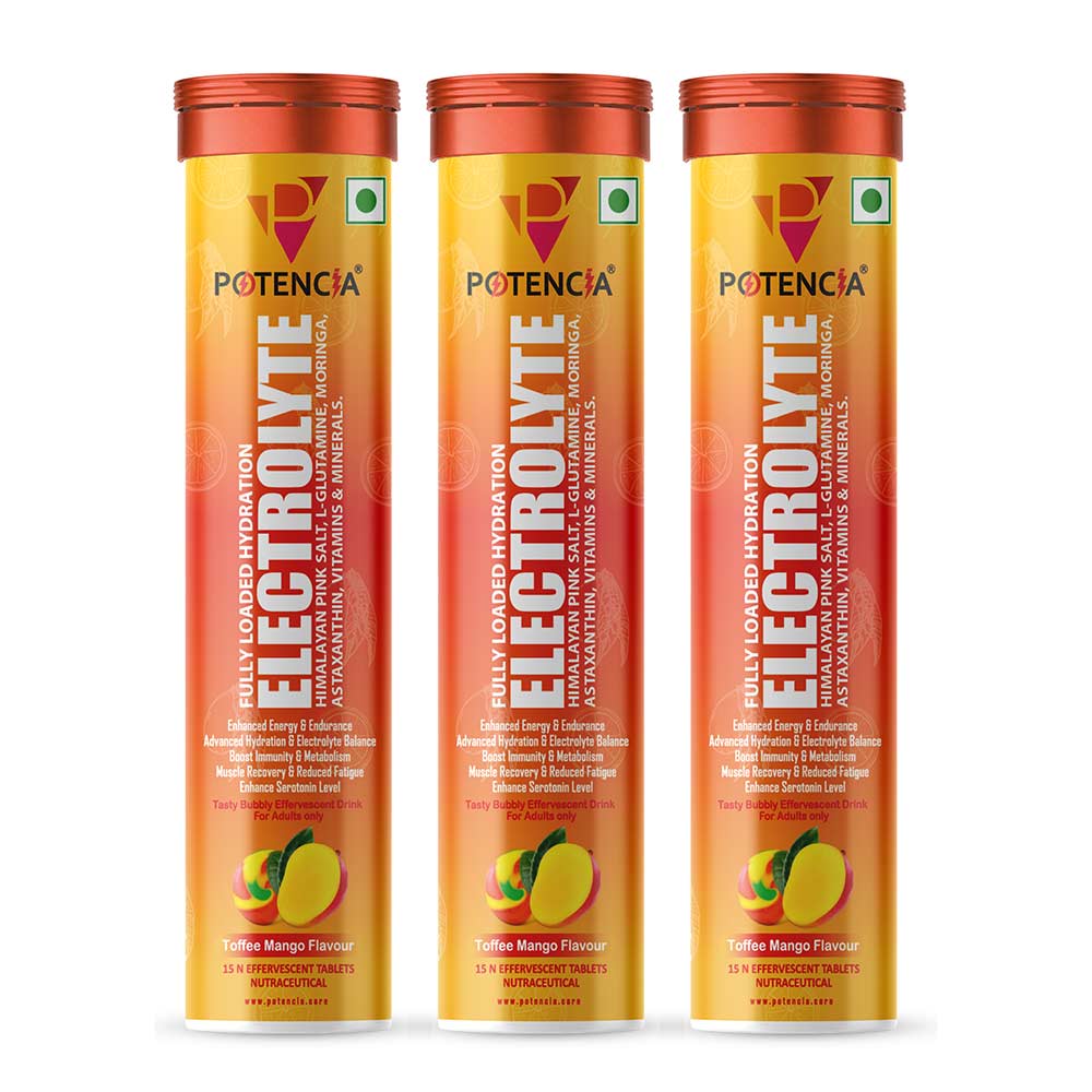 Potencia Electrolyte Effervescent, 15 tablet(s) Toffee Mango (Pack of 3)-image-27