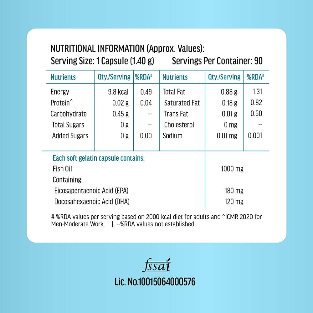 11 - HK Vitals Fish Oil 1000mg with 180mg EPA and 120mg DHA,  90 capsules