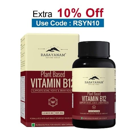 Rasayanam Plant Based Vitamin B12,  60 capsules  Unflavoured 