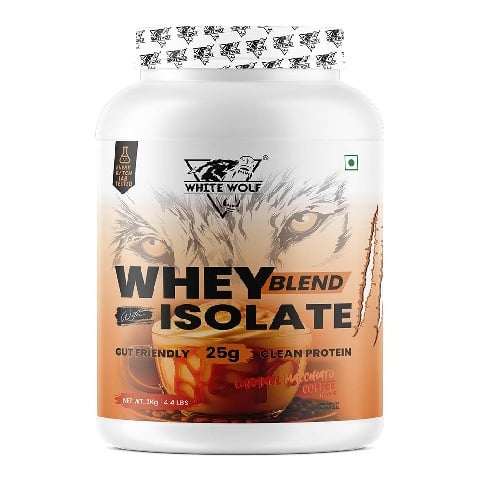 1 - White Wolf Whey Blend,  4.4 lb  Caramel Macchiato Coffee 