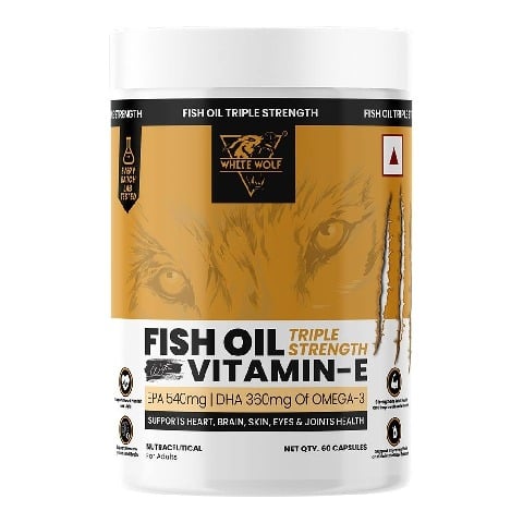 1 - White Wolf Triple Strength Fish Oil with Vitamin E,  60 capsules 