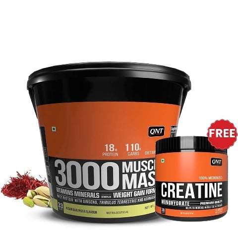 QNT Muscle Mass 3000,  11 lb  Kesar Kaju Pista 