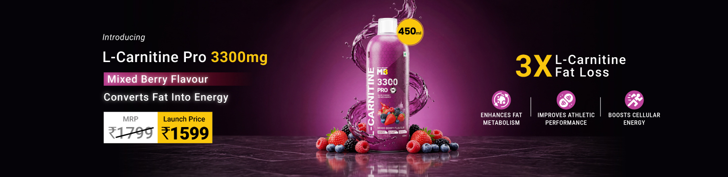 MuscleBlaze Liquid L-Carnitine PRO - 3300mg Triple Strength Formula, 450 ml, Mixed Berry | Launch @ 1599