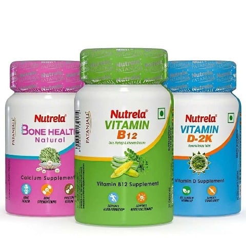 1 - Nutrela Bone Health 30 Caps with Vitamin B12 30 Caps & Vitamin D-2K Combo, 60 chewable tablet(s) Unflavoured