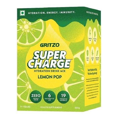 1 - Gritzo Supercharge Hydration Drink Mix,  15 Piece(s)/Pack  Lemon Pop Flavour 