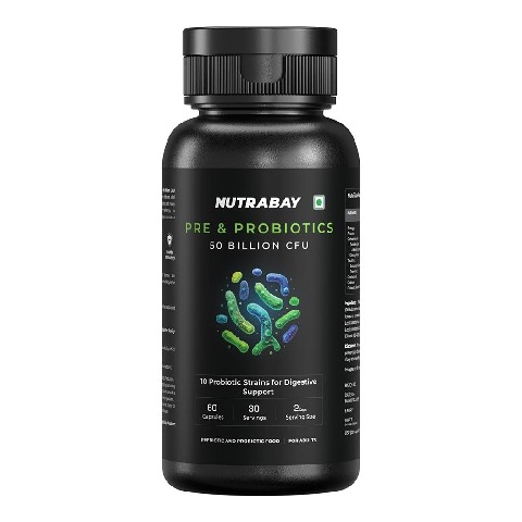1 - Nutrabay Wellness Pre & Probiotic Digestive Support, 60 capsules (50 Billion CFUs)