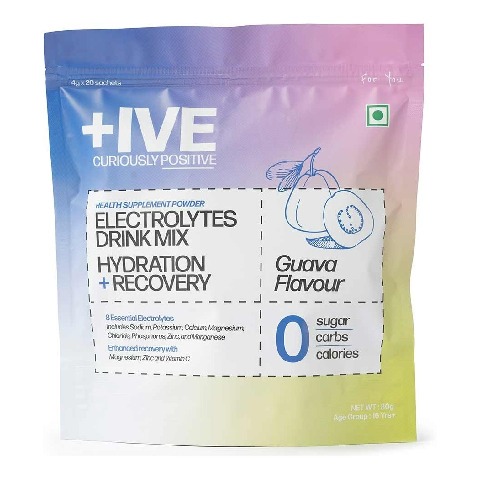1 - Curiously +IVE Electrolytes Drink Mix Hydration + Recovery, 20 sachets/pack Guava