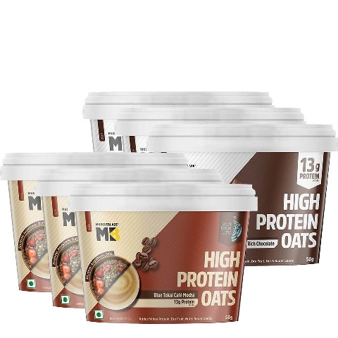 MuscleBlaze High Protein Oats, 50 g x 6 Pack Assorted Flavour