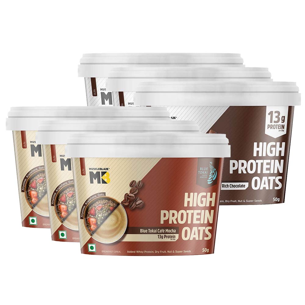 MuscleBlaze High Protein Oats 50g x 6 Pack Assorted Flavour-image-47