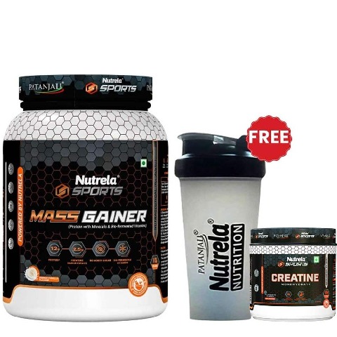 Nutrela Sports Patanjali Mass Gainer, 2.2 lb Malai Kulfi