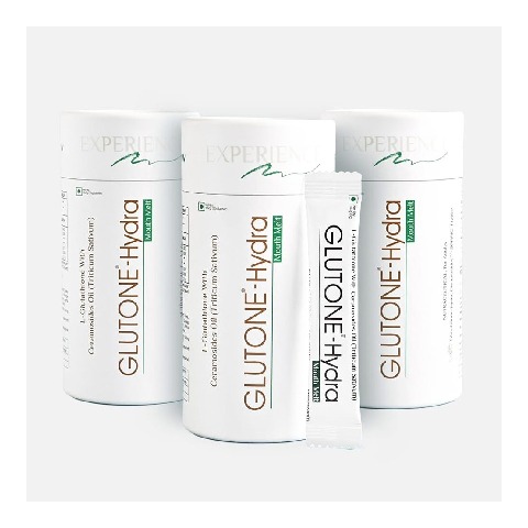 1 - Glutone Hydra Mouth Melt L-Glutathione with Ceramosides, for Glowing Hydrated Skin (Pack of 3) 10 sachets/pack