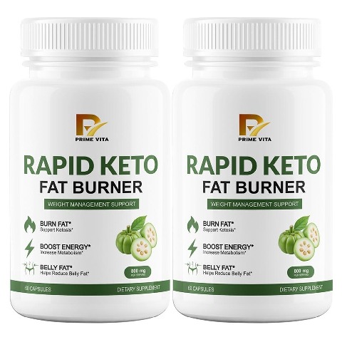 1 - PRIME VITA Rapid Keto Fat Burner 800mg,  60 capsules  Unflavoured (Pack of 2) 