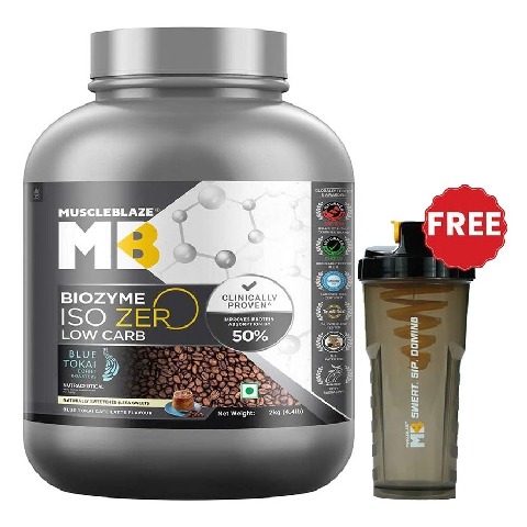 MuscleBlaze Biozyme Iso-Zero,  4.4 lb  Low Carb Blue Tokai Cafe Latte 