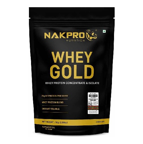 1 - Nakpro Whey Gold Protein Concentrate,  2.2 lb  Cookies & Cream 
