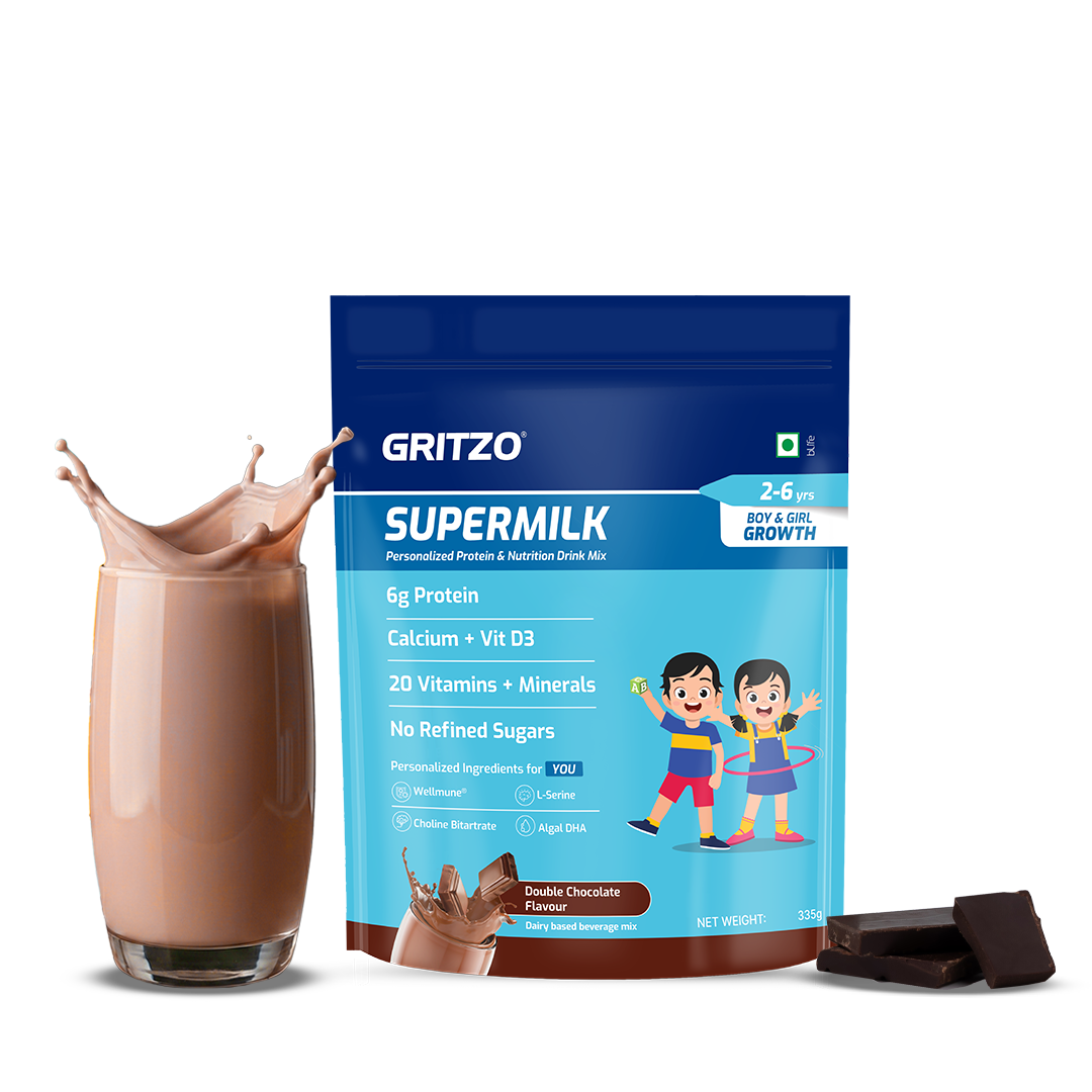 20 - Supermilk Overall Growth for Boy/Girl 2 to 6 years, 335 g Double Chocolate (Pouch) 2-6 Yrs Boy/Girl Overall Growth No Refined Sugar